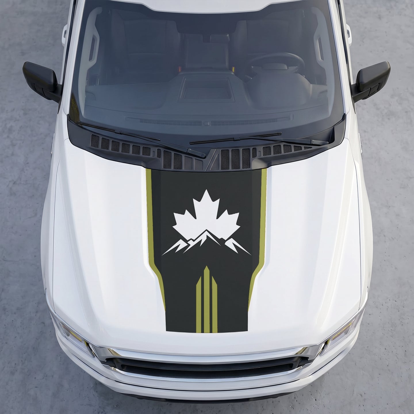 Hood Panel Decal/Sticker - Wilderness Maple Leaf Hood Decal – Evergreen Pine Forest Silhouette Graphic Vinyl Wrap Graphic Kit - For Ford F-150 F150 2015-2020 - Premium Vinyl