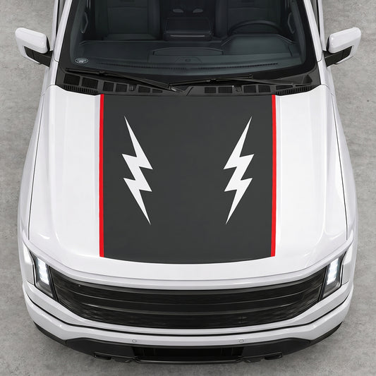 Hood Panel Decal/Sticker - Twin Electric Waves Graphic Decal Graphic Kit - For Ford F-150 2015-2020 - Premium Vinyl