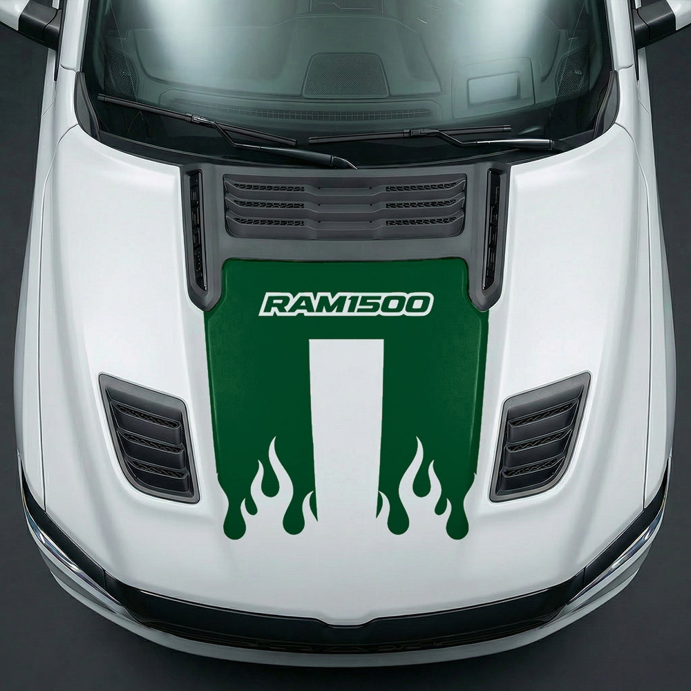 Hood Panel Decal/Sticker - RAM 1500 Flaming U-Shape Graphic Kit - For Dodge Ram 2019-2025 - Premium Vinyl