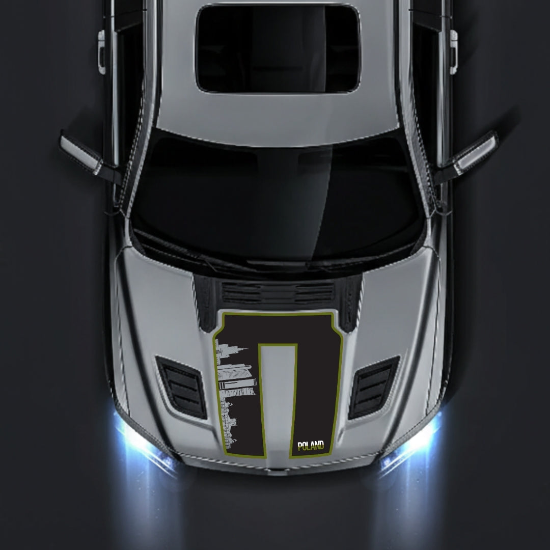 Performance Hood Panel Decal/Sticker - Poland Skyline - Cut - Border Graphic Kit - For Dodge RAM 1500 2019-2025 - Premium Vinyl