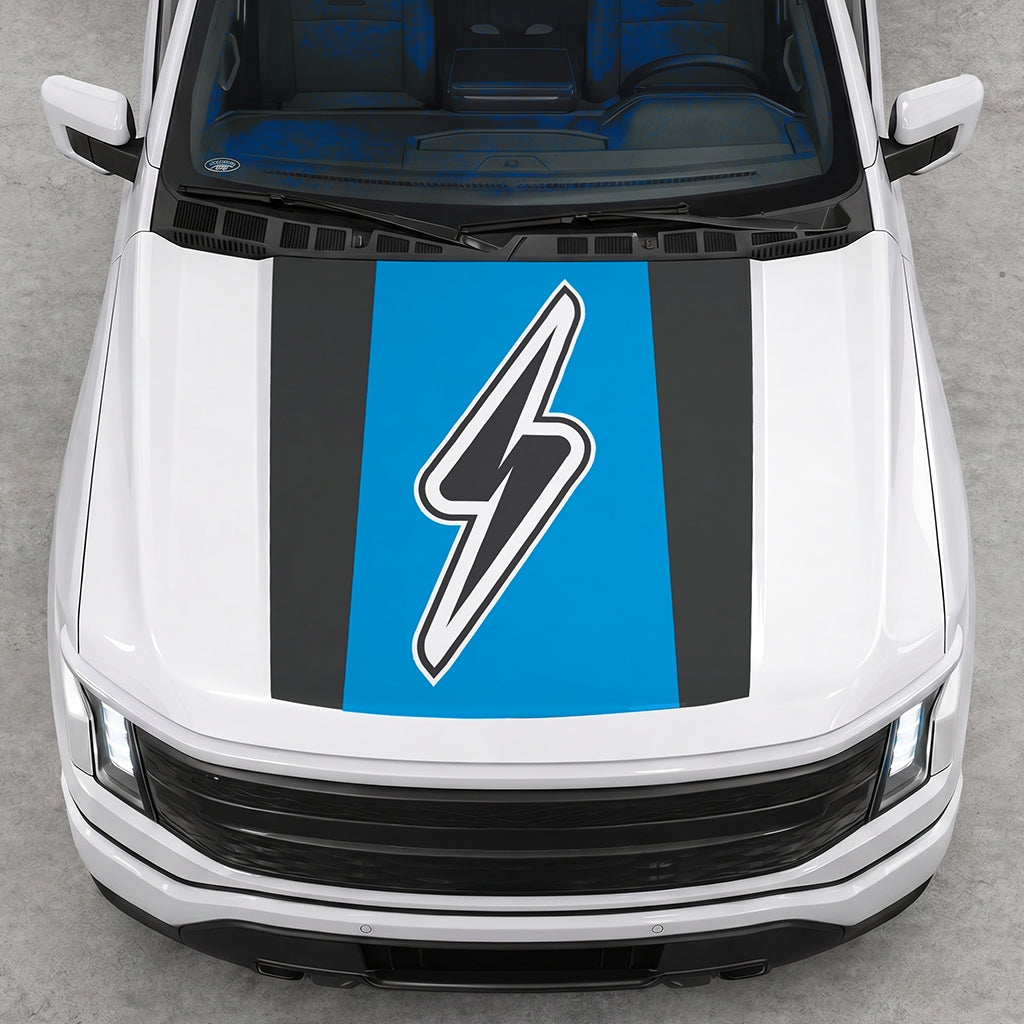 Hood Panel Decal/Sticker - Electric Solid Graphic Decal Graphic Kit - For FORD F-150 2015-2020 - Premium Vinyl