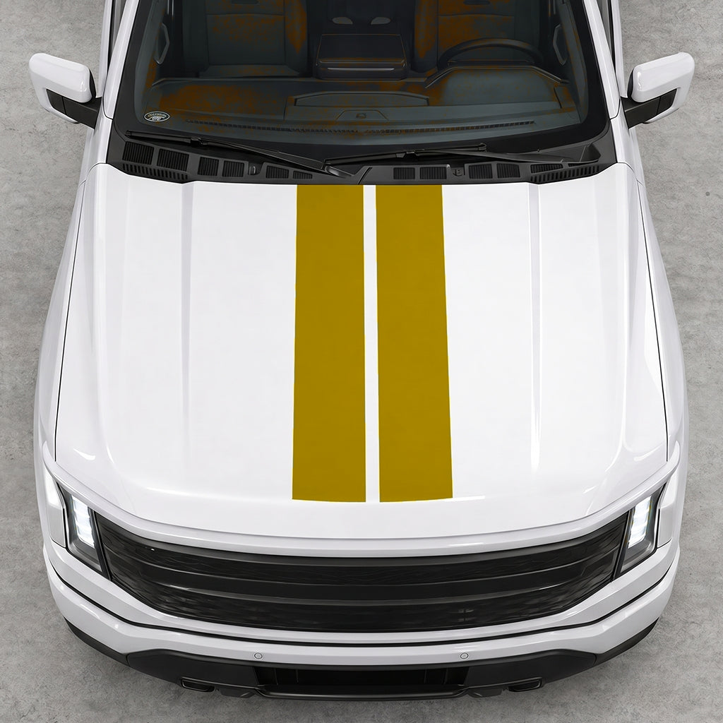 Hood Panel Decal/Sticker - Cut Double Stripes Graphic Decal Graphic Kit - For FORD F-150 2015-2020 - Premium Vinyl