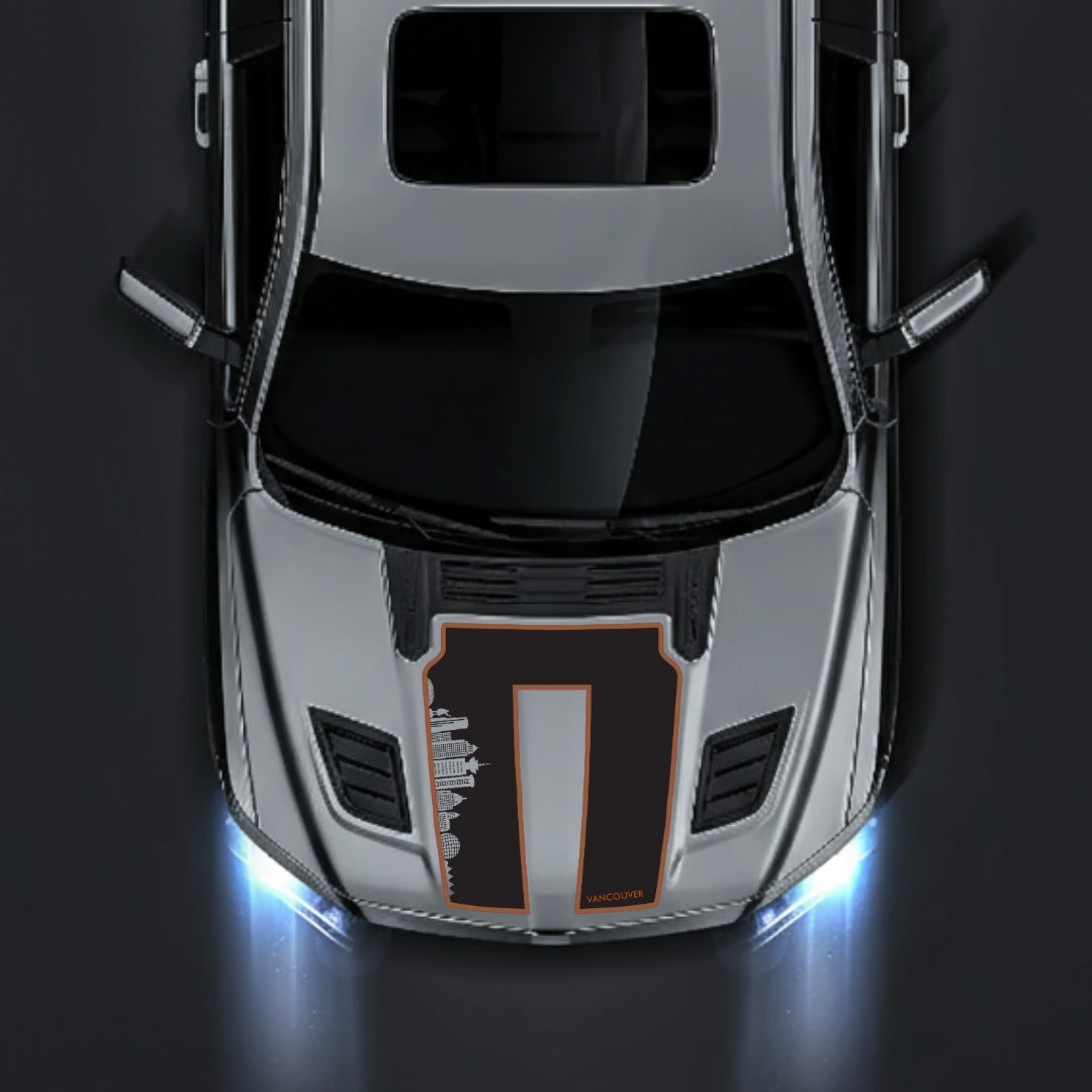 Hood Panel Decal/Sticker - Vancouver Skyline - Cut - Border Graphic Kit - For Dodge RAM 1500 2019-2025 - Premium Vinyl
