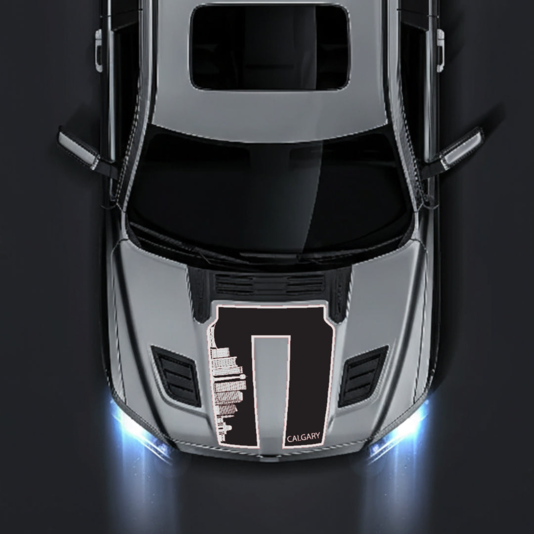 Hood Panel Decal/Sticker - Calgary Skyline - Border Graphic Kit - For Dodge RAM 1500 2019-2025 - Premium Vinyl
