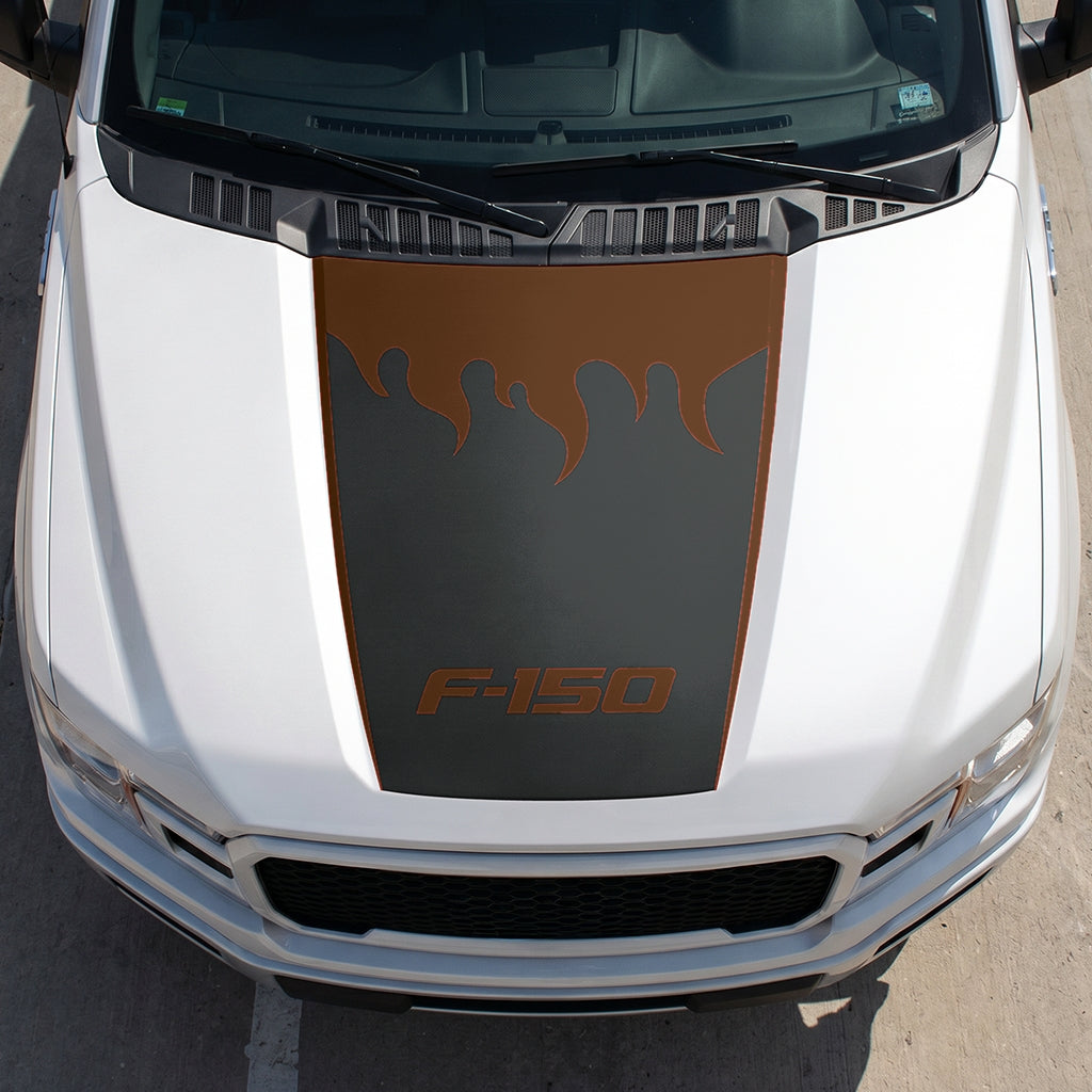 Hood Panel Decal/Sticker - Burning Flames Graphic Decal Graphic Kit - For Ford F-150 2015-2020 - Premium Vinyl