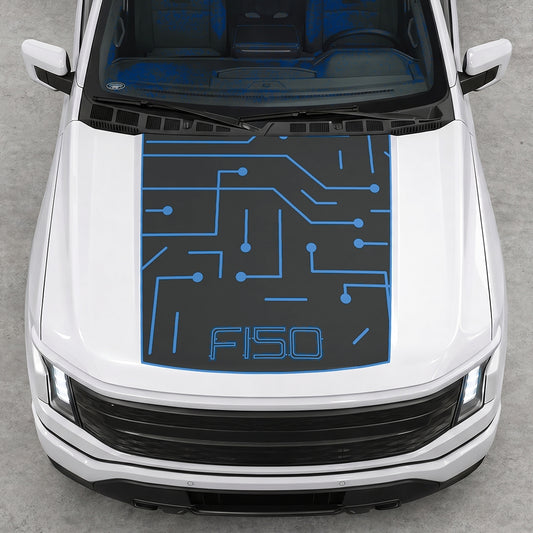 Hood Panel Decal/Sticker - Electric Circuit Graphic Decal Graphic Kit - For FORD F-150 2015-2020 - Premium Vinyl