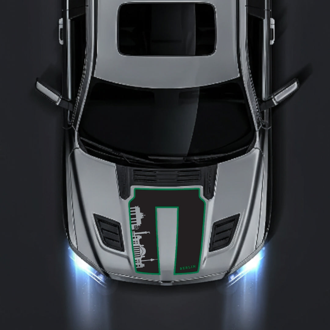 Performance Hood Panel Decal/Sticker - Berlin Skyline - Cut - Border Graphic Kit - For Dodge RAM 1500 2019-2025 - Premium Vinyl