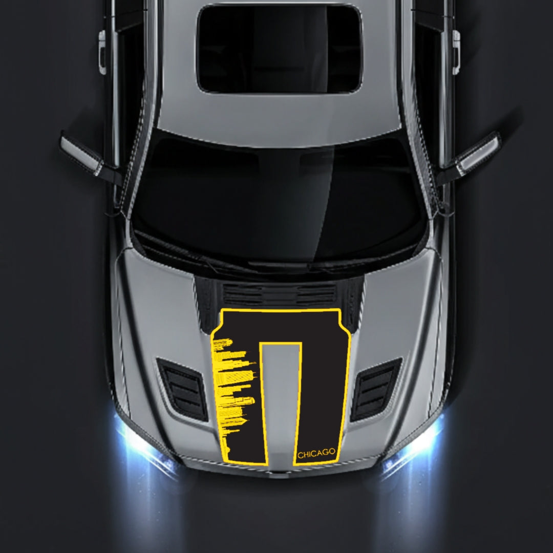 Hood Panel Decal/Sticker - Chicago Skyline - Border Graphic Kit - For Dodge RAM 1500 2019-2025 - Premium Vinyl