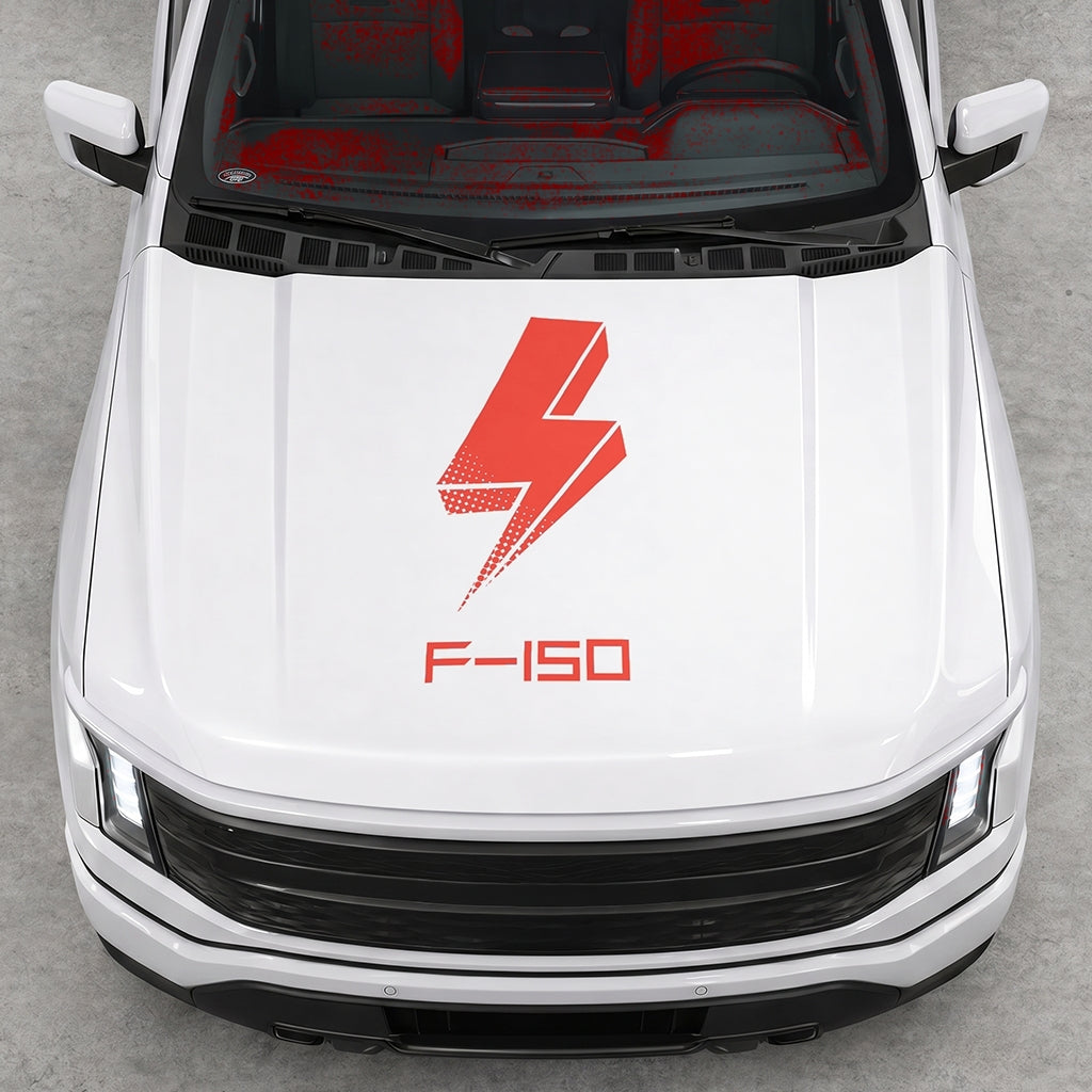 Hood Panel Decal/Sticker - Cut Bold Electric Graphic Decal Graphic Kit - For FORD F-150 2015-2020 - Premium Vinyl