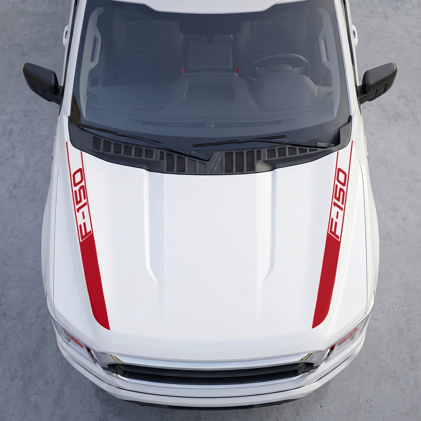 Hood Panel Decal/Sticker - Cowl Accent Stripes – Dual Side Hood Vinyl Decals with Die-Cut Logo Graphic Kit - For Ford F-150 F150 2015-2020 - Premium Vinyl