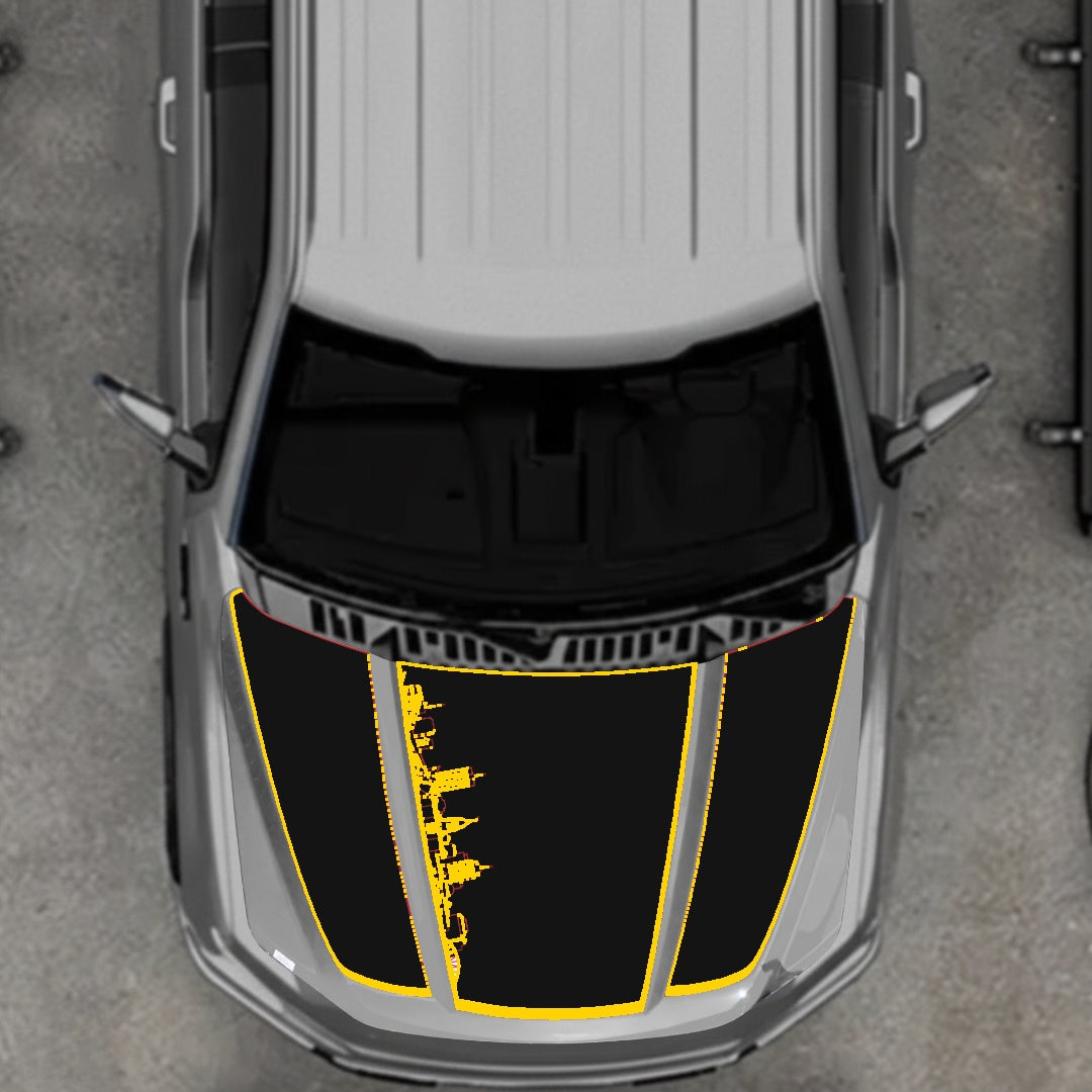 Hood Panel Decal/Sticker - Winnipeg Skyline - Border Graphic Kit - For Ford F-150 2020-2026 - Premium Vinyl