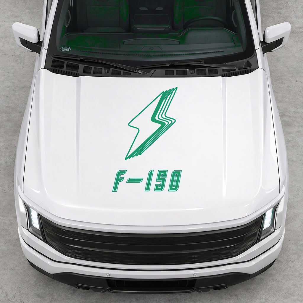 Hood Panel Decal/Sticker - Cut Bordered Electric F150 Graphic Decal Graphic Kit - For FORD F-150 2015-2020 - Premium Vinyl