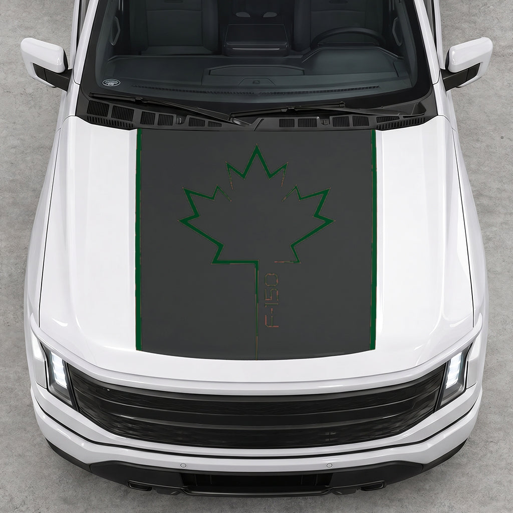 Hood Panel Decal/Sticker - Canada Leaf Graphic Decal Graphic Kit - For Ford F-150 2015-2020 - Premium Vinyl