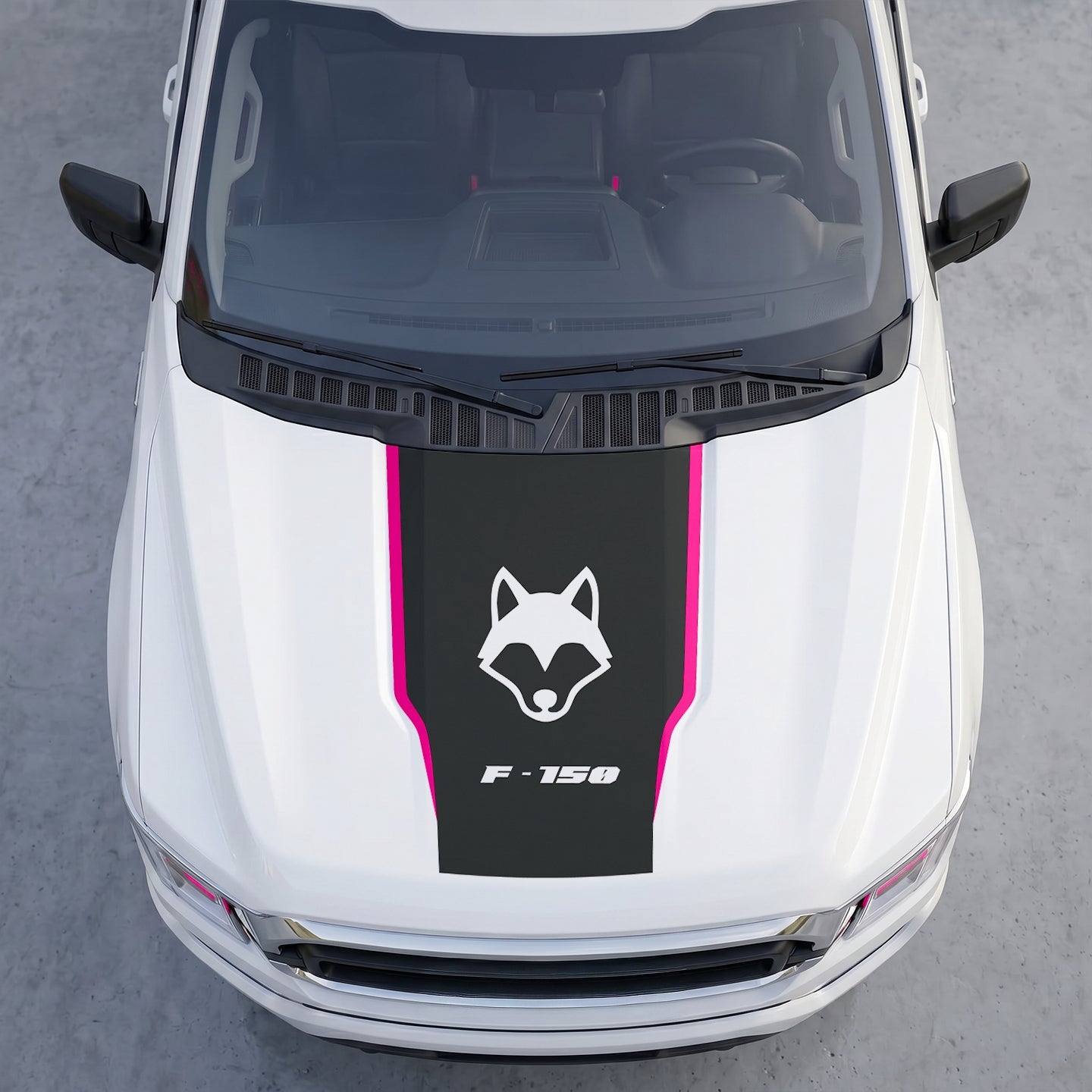 Hood Panel Decal/Sticker - Coyote Wolf Head Hood Decal Wrap – Matte Black Hood Accent Graphic Vinyl Sticker Graphic Kit - For Ford F-150 F150 2015-2020 - Premium Vinyl