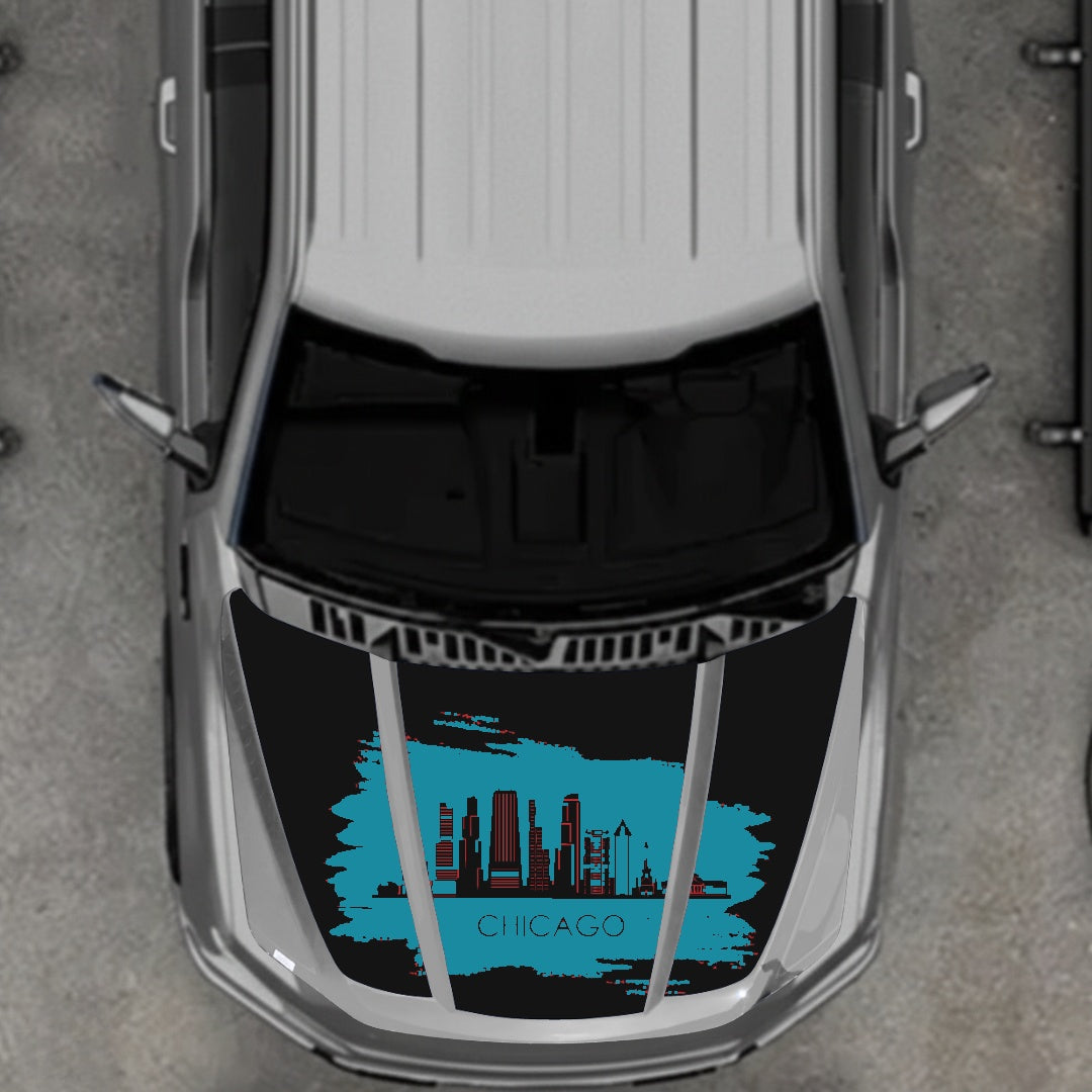 Hood Panel Decal/Sticker - Chicago Graphic Kit - For Ford F-150 2020-2026 - Premium Vinyl