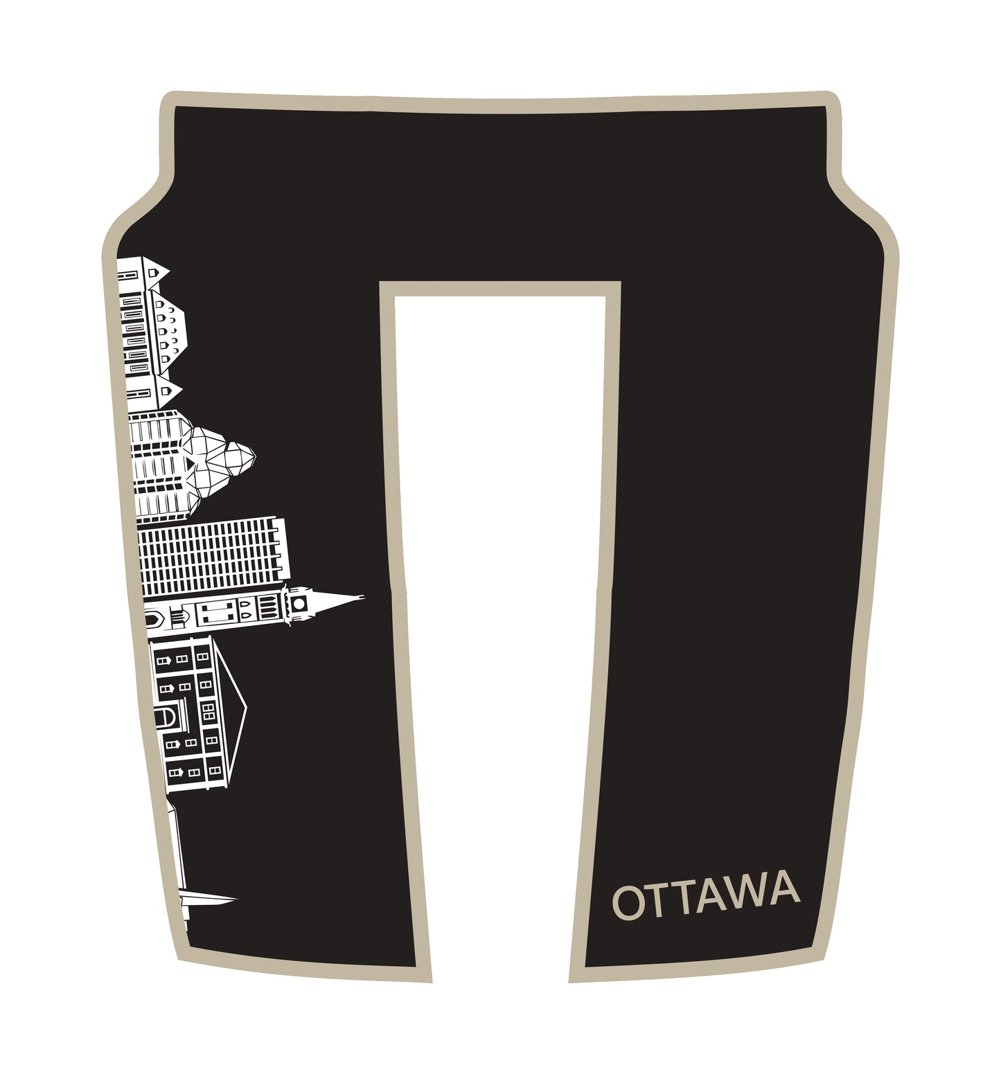 Performance Hood Panel Decal/Sticker - Ottawa Skyline - Cut - Border Graphic Kit - For Dodge RAM 1500 2019-2025 - Premium Vinyl