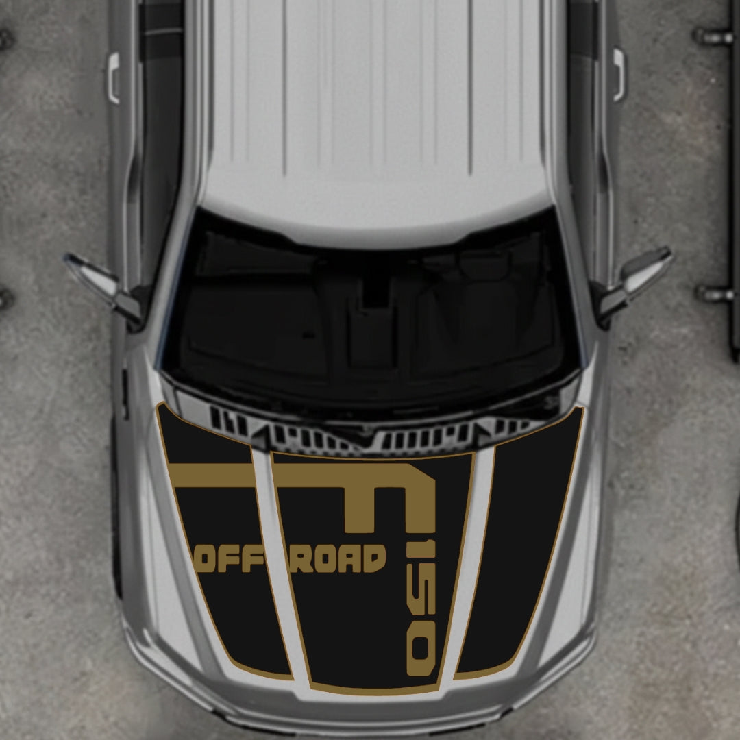 Hood Panel Decal/Sticker - Style 6 - Border Graphic Kit - For Ford F-150 2020-2026 - Premium Vinyl