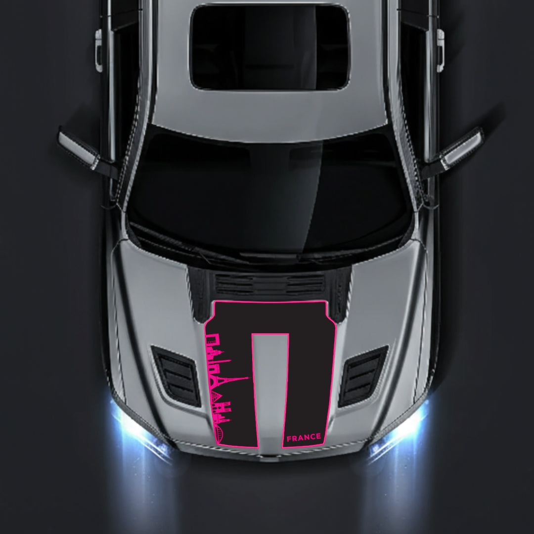 Hood Panel Decal/Sticker - France Skyline - Border Graphic Kit - For Dodge RAM 1500 2019-2025 - Premium Vinyl