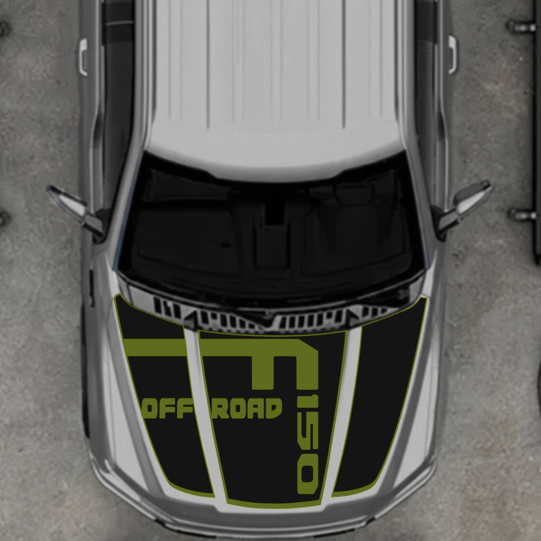 Hood Panel Decal/Sticker - Style 6 - Border Graphic Kit - For Ford F-150 2020-2026 - Premium Vinyl