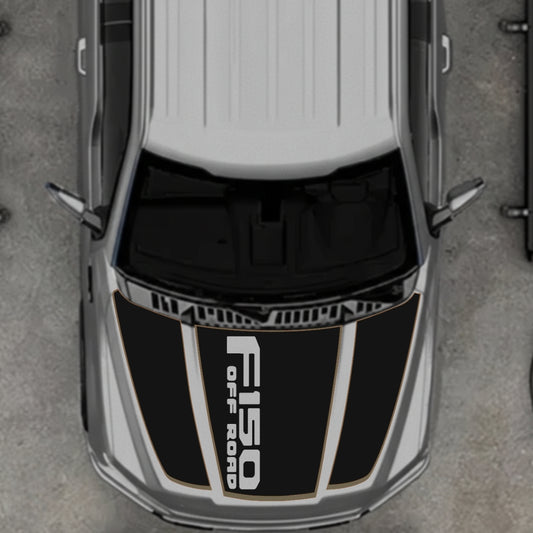 Hood Panel Decal/Sticker - Style 2 - Cut - Border Graphic Kit - For Ford F-150 2020-2026 - Premium Vinyl