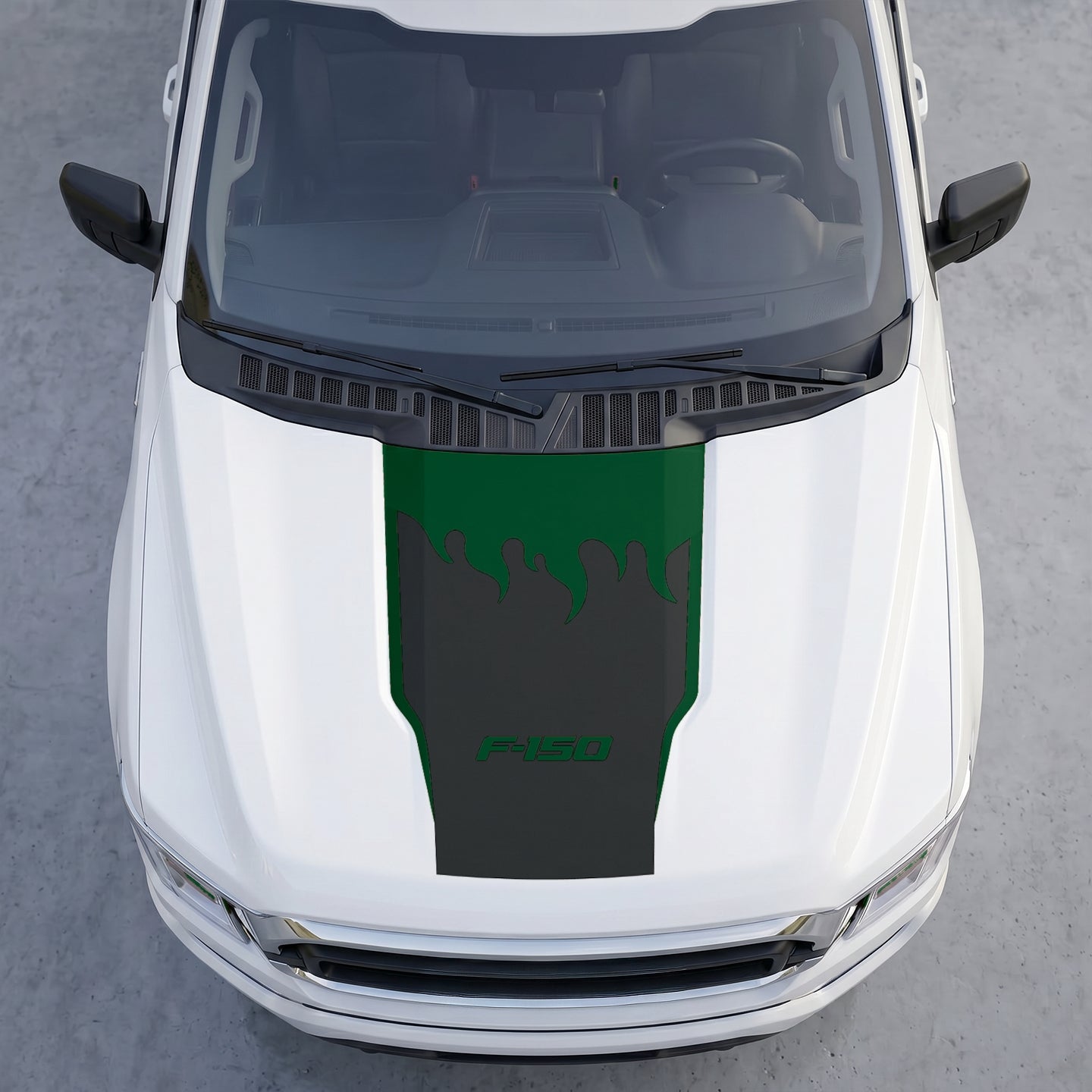 Hood Panel Decal/Sticker - Fire Flame Wave Hood Decal Wrap – Bold Liquid Flame Vector Graphic Kit - For Ford F-150 F150 2015-2020 - Premium Vinyl
