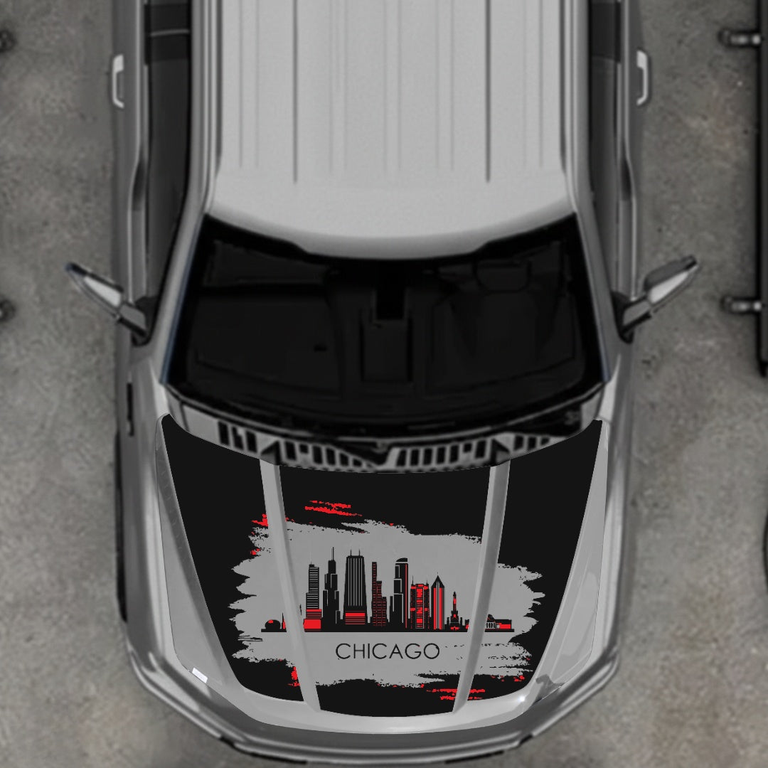 Hood Panel Decal/Sticker - Chicago - Cut Graphic Kit - For Ford F-150 2020-2026 - Premium Vinyl