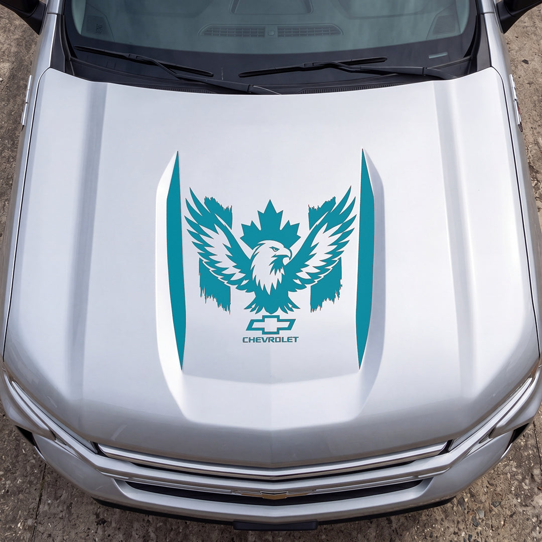Hood Panel Decal/Sticker - Canadaian Phoenix Graphic Decal Graphic Kit - For Chevrolet Silverado 2019-2024 - Premium Vinyl
