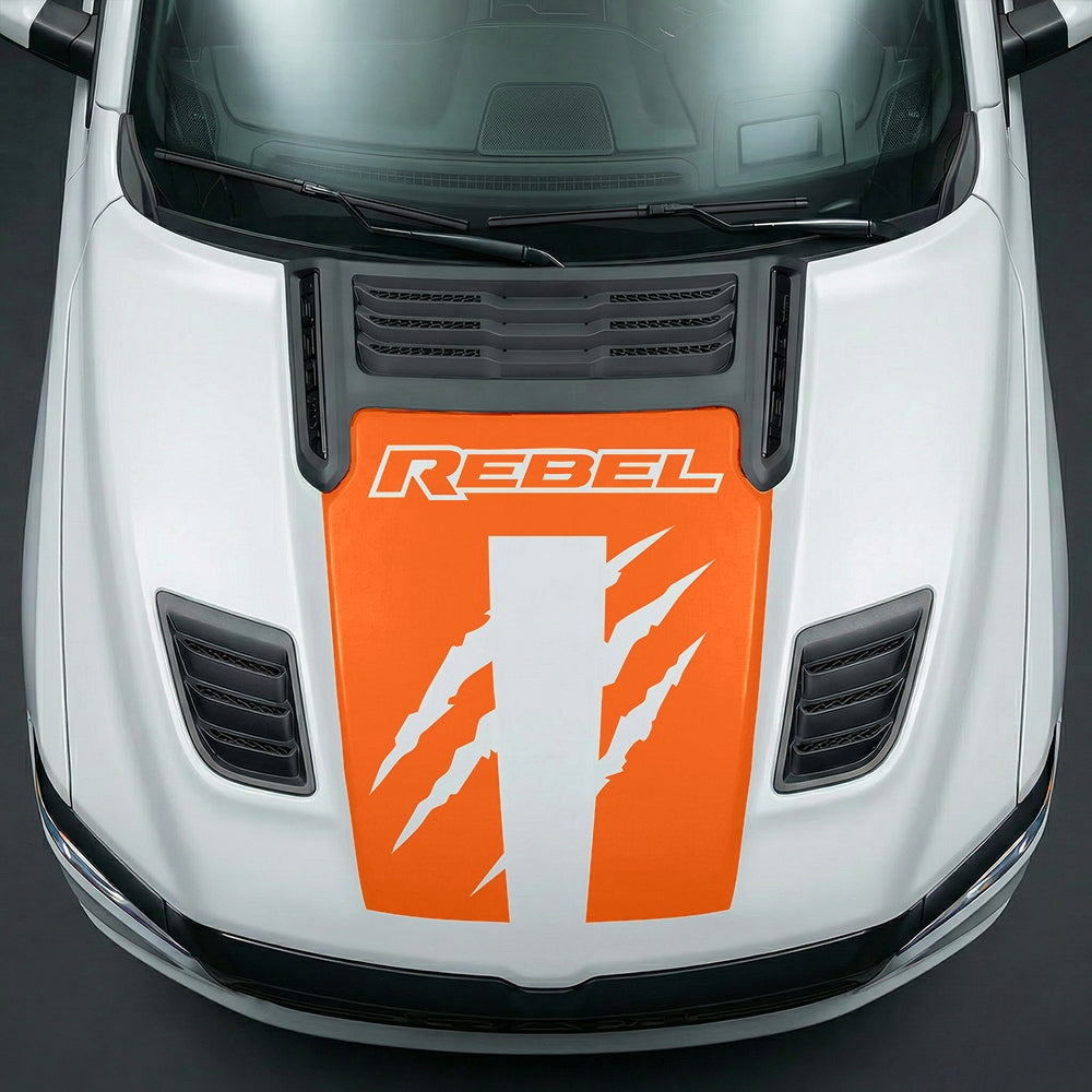 Hood Panel Decal/Sticker - Fierce REBEL Monster Slash Graphic Kit - For Dodge Ram 2019-2025 - Premium Vinyl