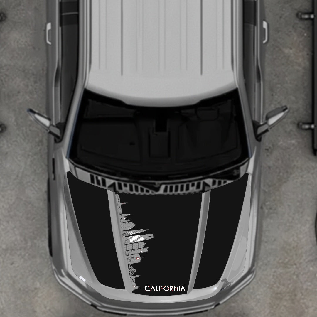 Hood Panel Decal/Sticker - California Skyline - Cut Graphic Kit - For Ford F-150 2020-2026 - Premium Vinyl