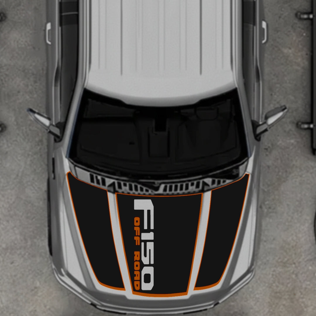 Hood Panel Decal/Sticker - Style 3 - Cut - Border Graphic Kit - For Ford F-150 2020-2026 - Premium Vinyl