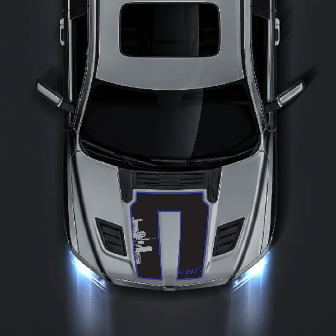 Hood Panel Decal/Sticker - Munich Skyline - Cut - Border Graphic Kit - For Dodge RAM 1500 2019-2025 - Premium Vinyl