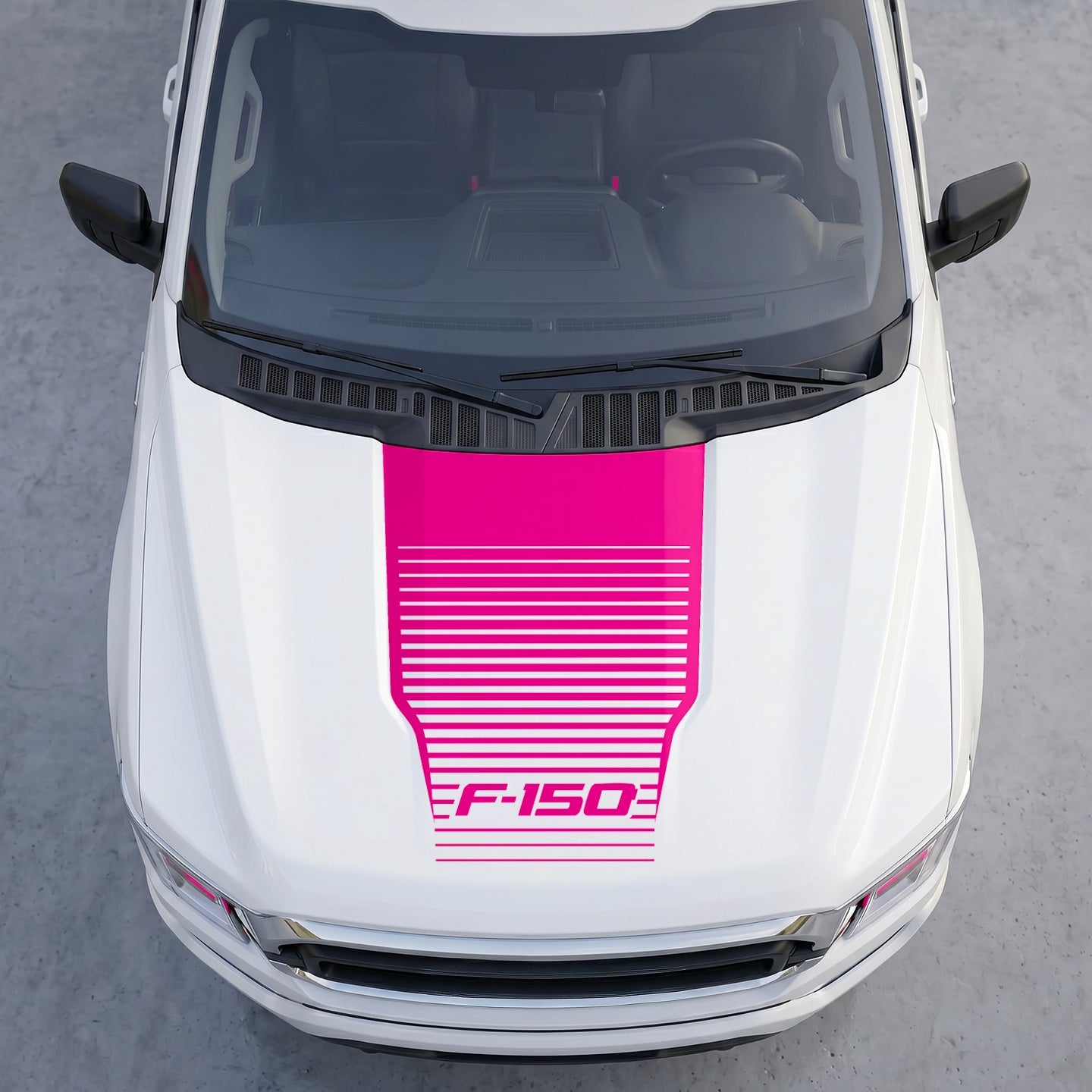 Hood Panel Decal/Sticker - Speedline Fade Hood Decal Wrap – Solid Center Shield with Horizontal Louver Stripe Grille Graphic Kit - For Ford F-150 F150 2015-2020 - Premium Vinyl