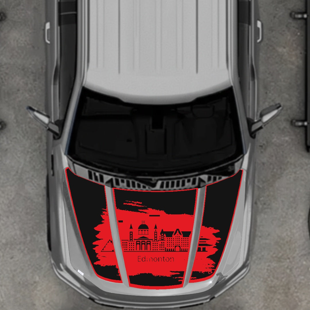 Hood Panel Decal/Sticker - Edmonton - Border Graphic Kit - For Ford F-150 2020-2026 - Premium Vinyl