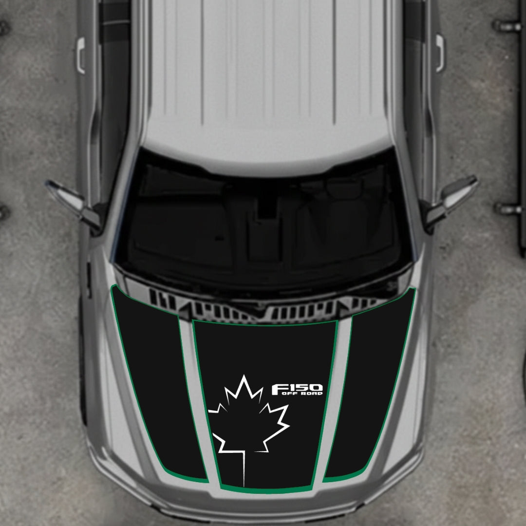 Hood Panel Decal/Sticker - Canada Style 2 - Cut - Border Graphic Kit - For Ford F-150 2020-2026 - Premium Vinyl