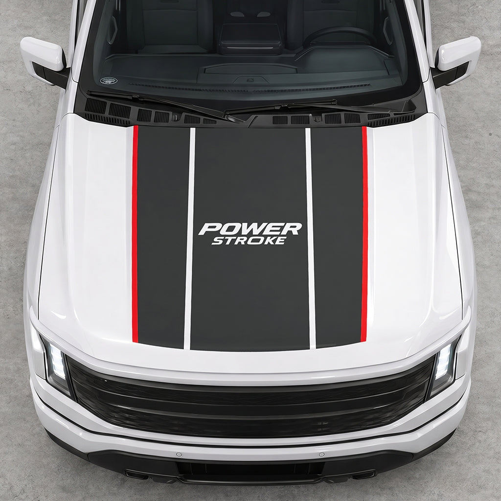 Hood Panel Decal/Sticker - Power Stroke Graphic Decal Graphic Kit - For Ford F-150 2015-2020 - Premium Vinyl
