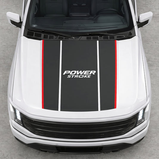 Hood Panel Decal/Sticker - Power Stroke Graphic Decal Graphic Kit - For Ford F-150 2015-2020 - Premium Vinyl