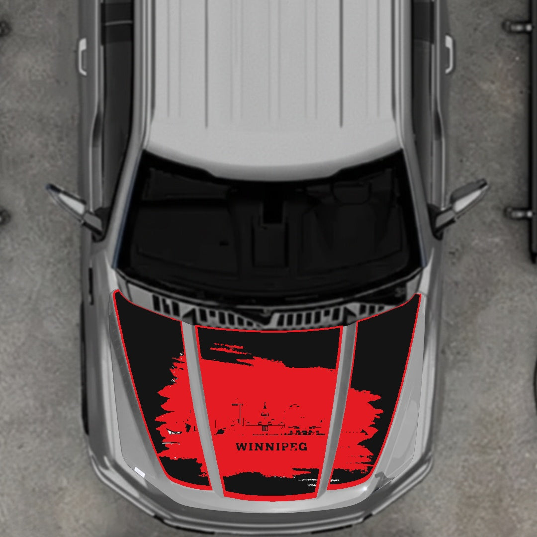 Hood Panel Decal/Sticker - Winnipeg - Border Graphic Kit - For Ford F-150 2020-2026 - Premium Vinyl