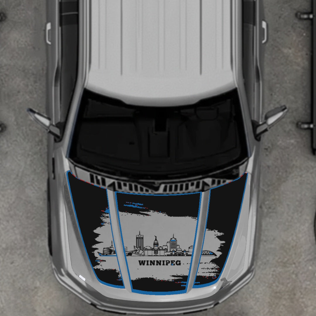 Hood Panel Decal/Sticker - Winnipeg - Cut - Border Graphic Kit - For Ford F-150 2020-2026 - Premium Vinyl
