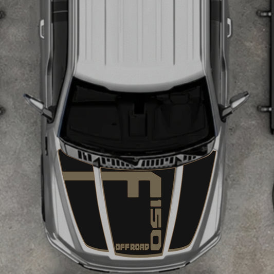 Hood Panel Decal/Sticker - Style 5 - Border Graphic Kit - For Ford F-150 2020-2026 - Premium Vinyl