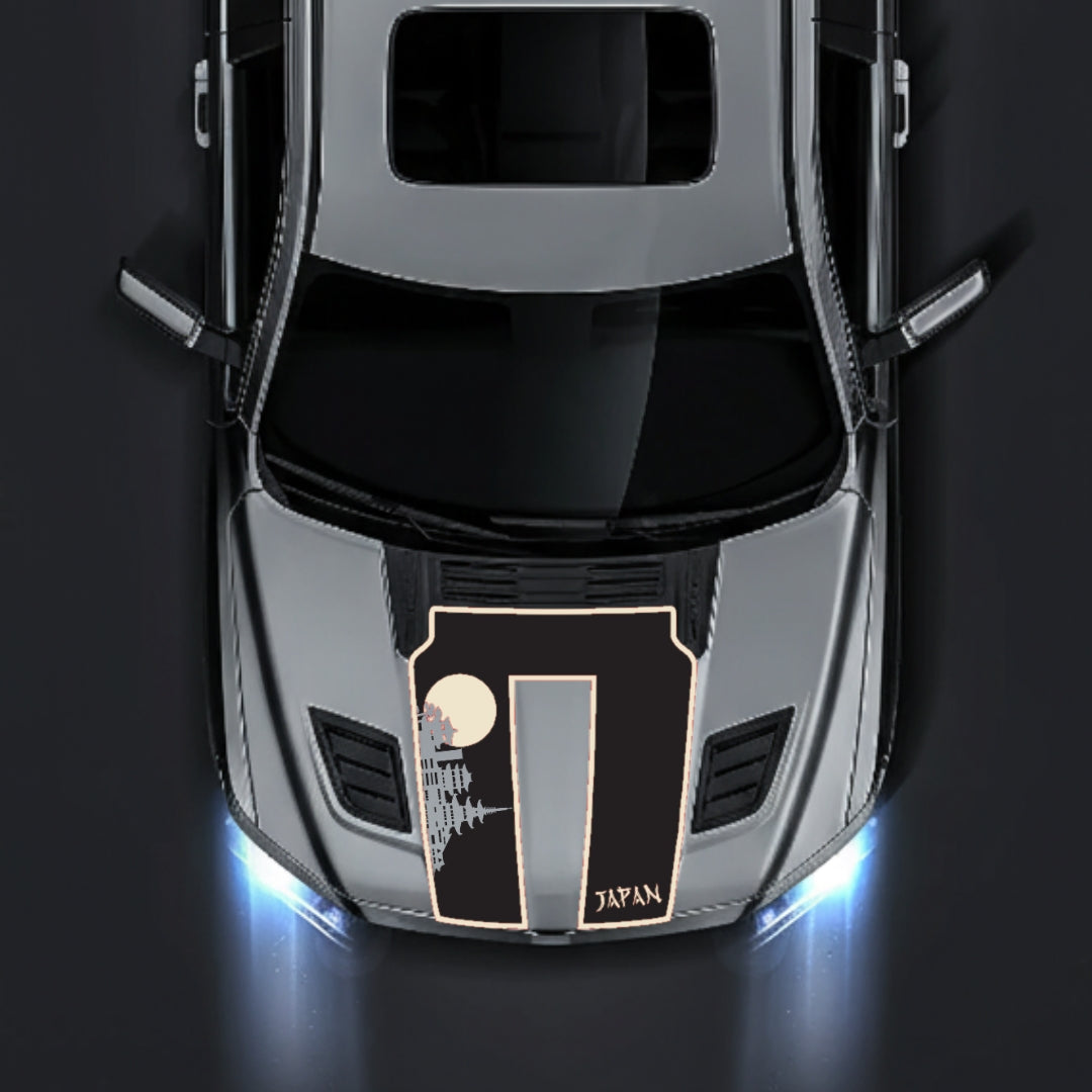 Hood Panel Decal/Sticker - Japan Skyline - Cut - Border Graphic Kit - For Dodge RAM 1500 2019-2025 - Premium Vinyl