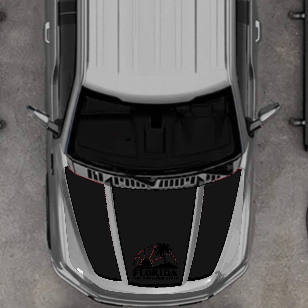 Hood Panel Decal/Sticker - Flordia - Border Graphic Kit - For Ford F-150 2020-2026 - Premium Vinyl