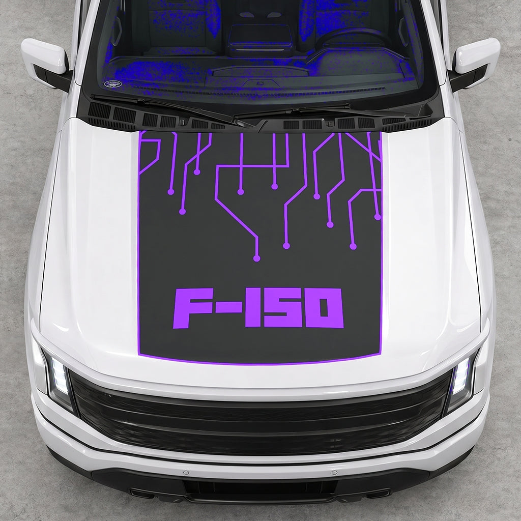 Hood Panel Decal/Sticker - F150 Electric Circuit Graphic Decal Graphic Kit - For FORD F-150 2015-2020 - Premium Vinyl