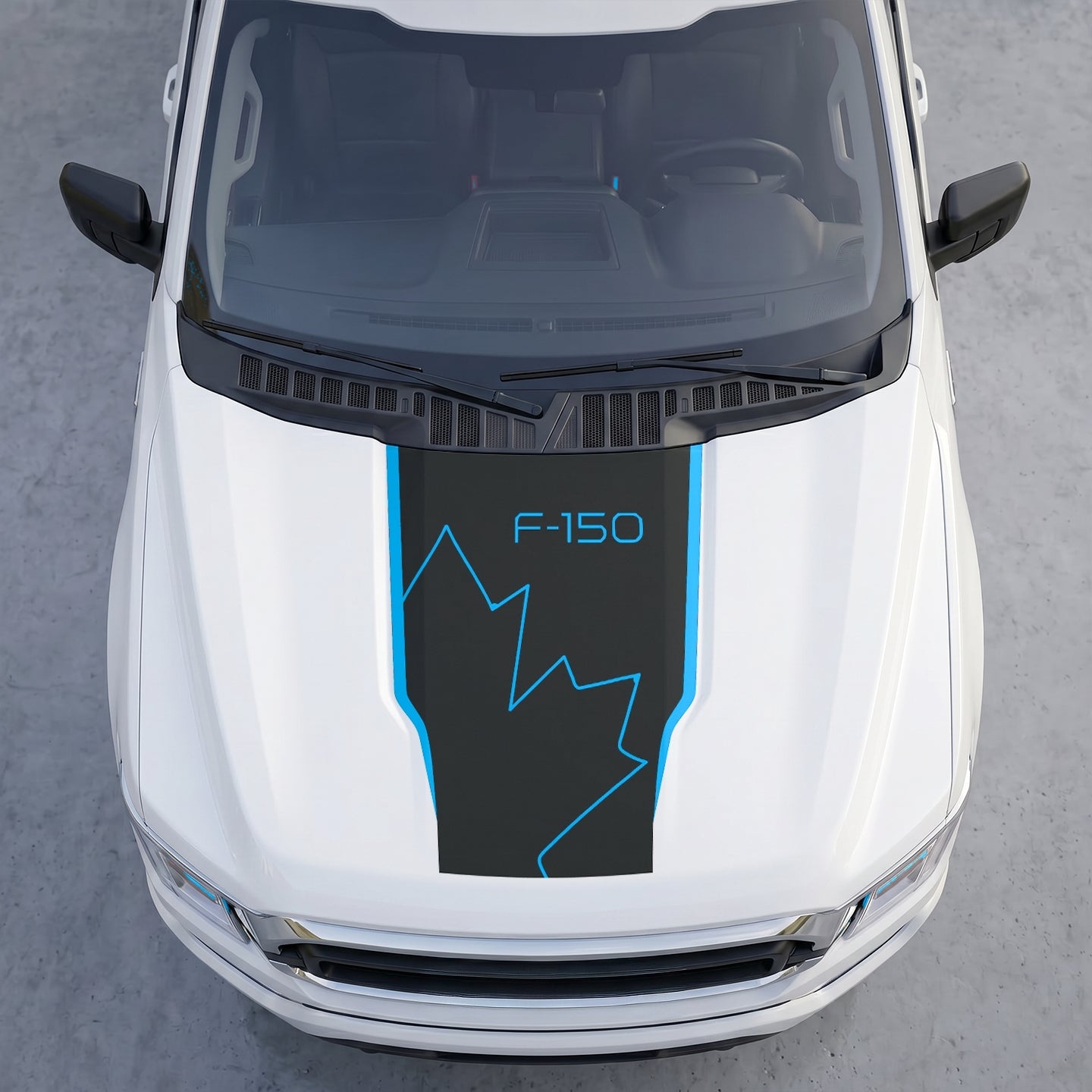 Hood Panel Decal/Sticker - Distressed Maple Leaf Hood Decal – Minimalist Line Canada Flag Graphic Graphic Kit - For Ford F-150 F150 2015-2020 - Premium Vinyl