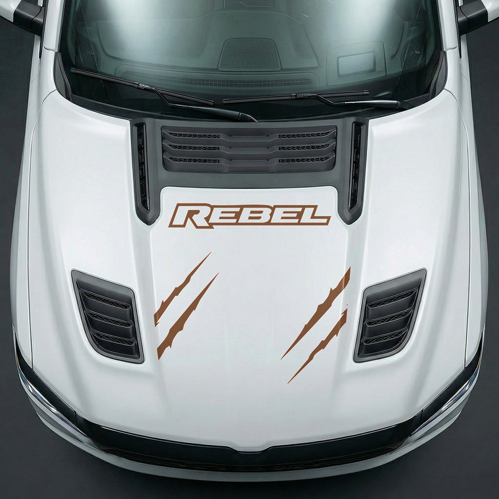 Hood Panel Decal/Sticker - Dodge RAM Rebel Claw Scratch U-Shape Stripe - Cut Graphic Kit - For Dodge Ram 2019-2025 - Premium Vinyl