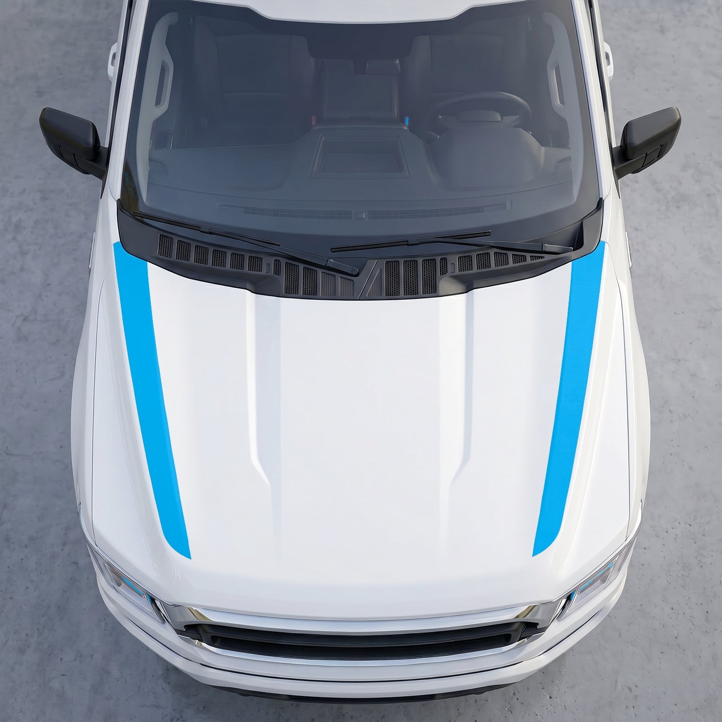 Hood Panel Decal/Sticker - Minimalist Solid  Hood Cowl Stripes – Dual Side Accent Vinyl Decals Graphic Kit - For Ford F-150 F150 2015-2020 - Premium Vinyl