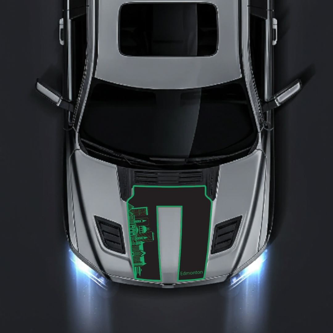 Hood Panel Decal/Sticker - Edmonton Skyline - Border Graphic Kit - For Dodge RAM 1500 2019-2025 - Premium Vinyl