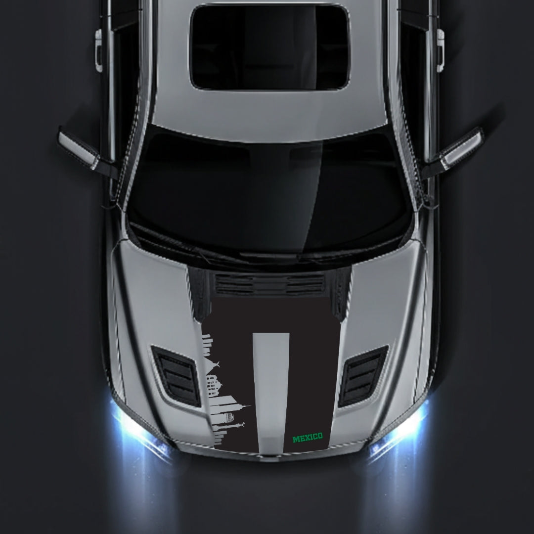 Performance Hood Panel Decal/Sticker - Mexico Skyline - Cut Graphic Kit - For Dodge RAM 1500 2019-2025 - Premium Vinyl