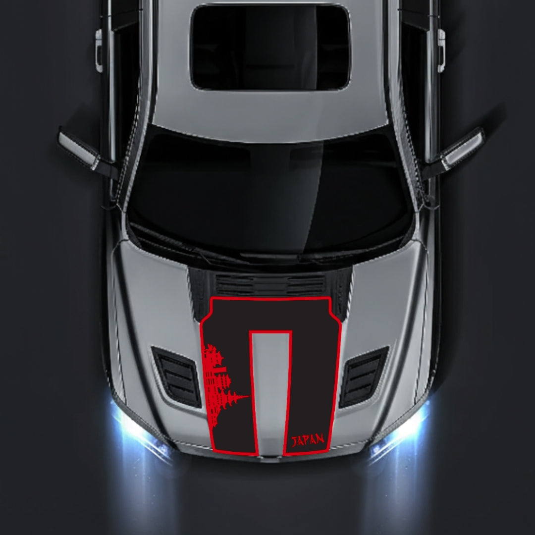 Performance Hood Panel Decal/Sticker - Japan Skyline - Border Graphic Kit - For Dodge RAM 1500 2019-2025 - Premium Vinyl