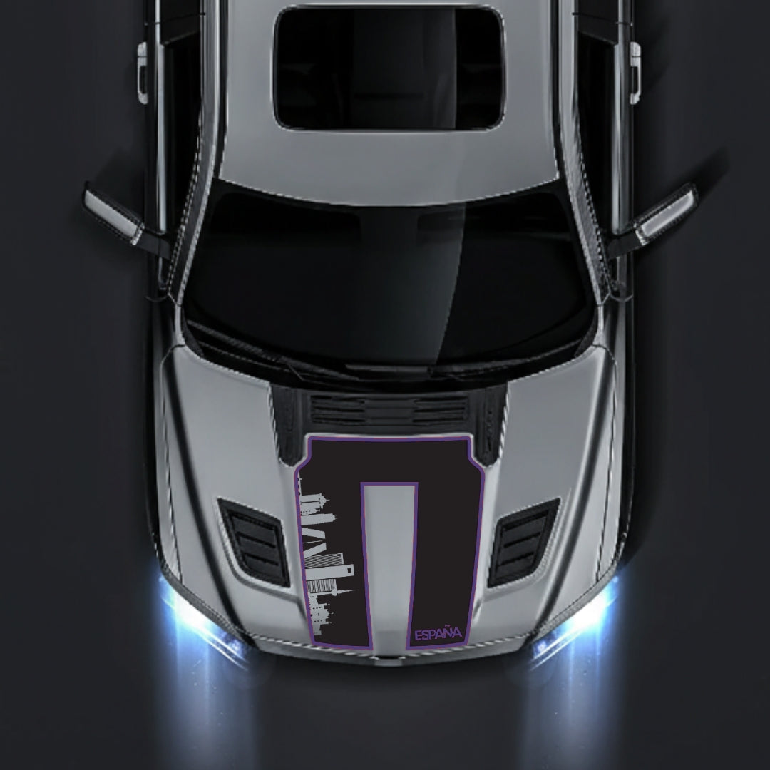 Hood Panel Decal/Sticker - Spain Skyline - Cut - Border Graphic Kit - For Dodge RAM 1500 2019-2025 - Premium Vinyl