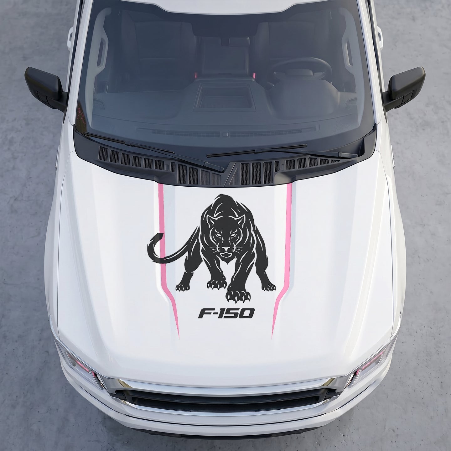 Hood Panel Decal/Sticker - Stalking Black Panther Hood Decal – Aggressive Cougar Wildcat Graphic Vinyl Sticker Graphic Kit - For Ford F-150 F150 2015-2020 - Premium Vinyl